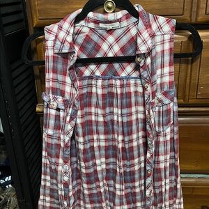 Maurices Vibrant Red and White Plaid Top